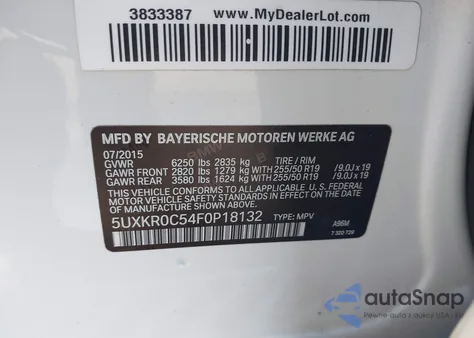 2015 BMW X5 xDrive35I z USA, uszkodzony, nr VIN 5UXKR0C54F0P18132